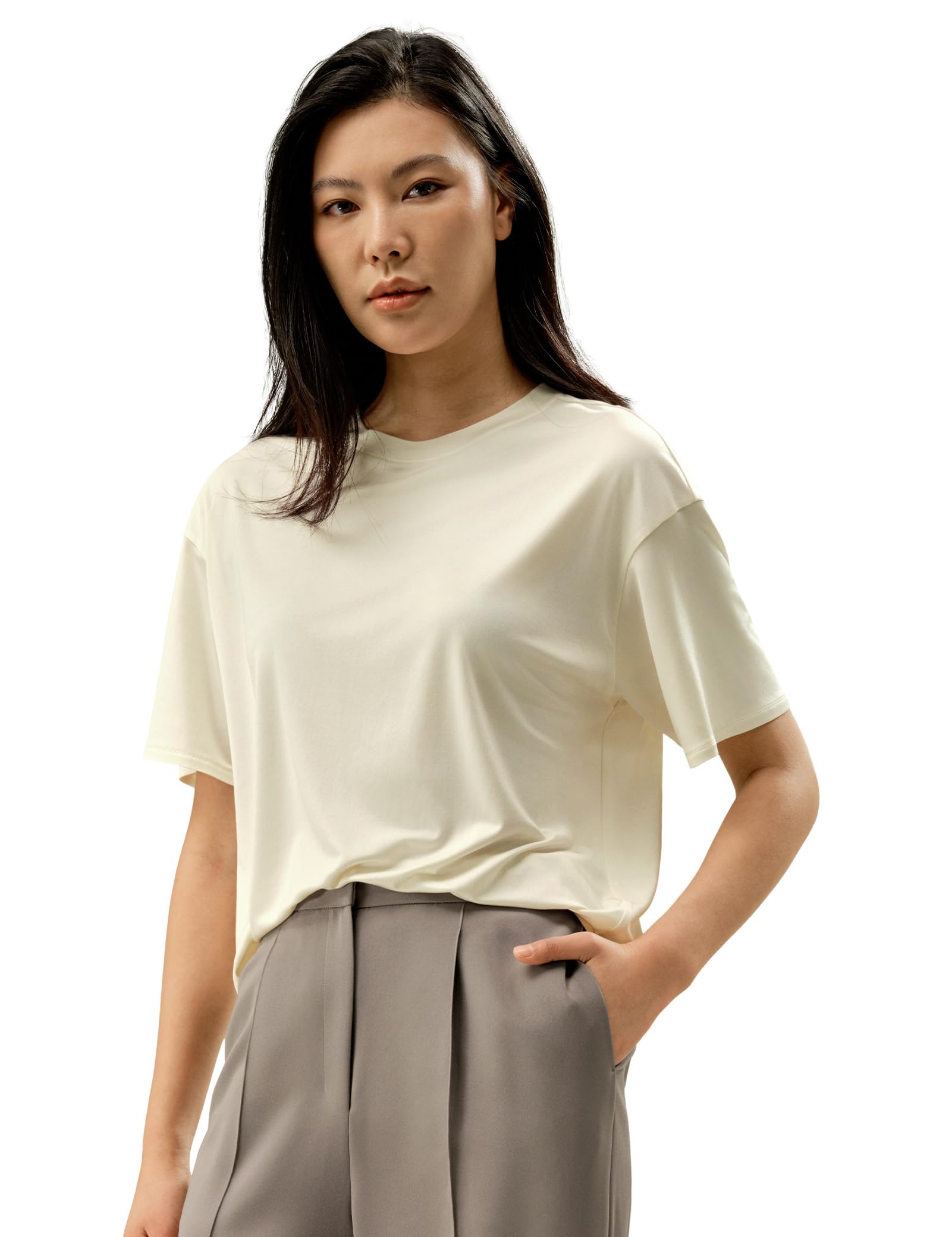 LilySilk 100% Seide Jersey übergroße T-Shirt lose Stil Kurze Ärmel Sommer lässige T-Stücke