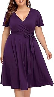 Women Plus Size Dresses Wedding Guest - Semi Formal Cocktail Wrap Empire...