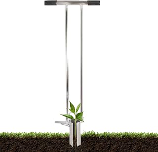 Trasplantador de bombilla de manejo largo - Herramienta manual de plantador de jardinería con marcador de profundidad | Plantador de plantación de bulbo ergonómico, herramienta de jardín con mango lar