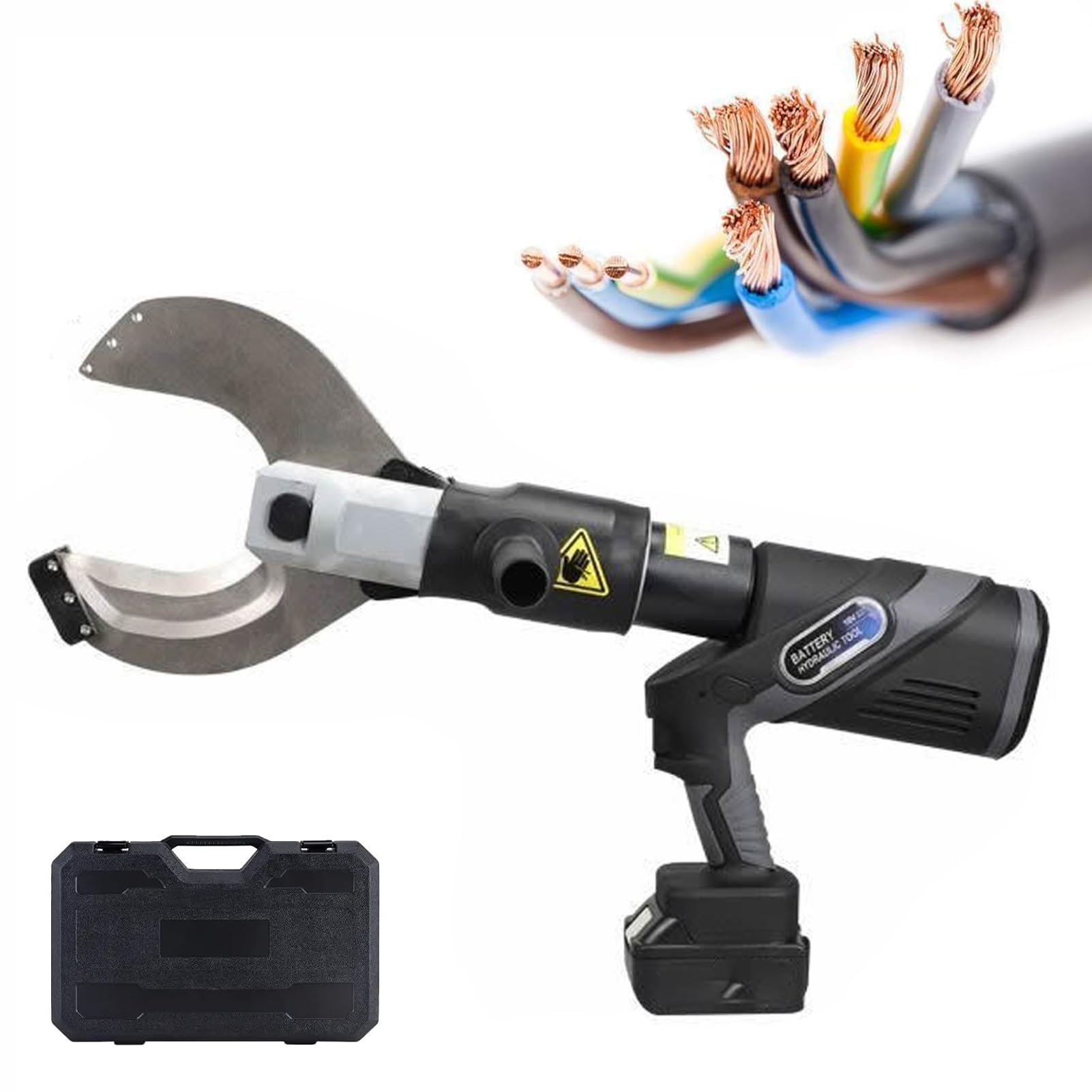 Tagliacavi Idraulico a Batteria Utensile Idraulico a Batteria 60KN/120KN/250KN e 2 Batterie per Cavi in Rame/Alluminio 35-135mm con 2 batterie (18 V / 4.0A).