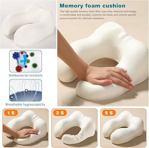 Miniatura 5 de Almohada de cuello de viaje, almohada de espuma viscoelástica para el cuello para avión, almohada portátil de espuma de viaje de 360, con máscara de