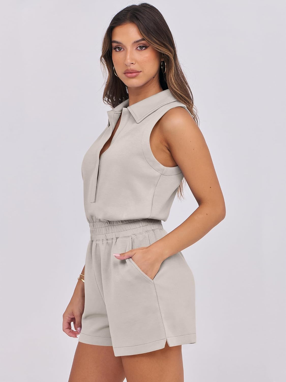 ANRABESS Romper for Womens 2026 Summer Dressy Casual Sleeveless V Neck One Piece Short Jumpsuit Lounge Travel Outfits Clothes - Image 4