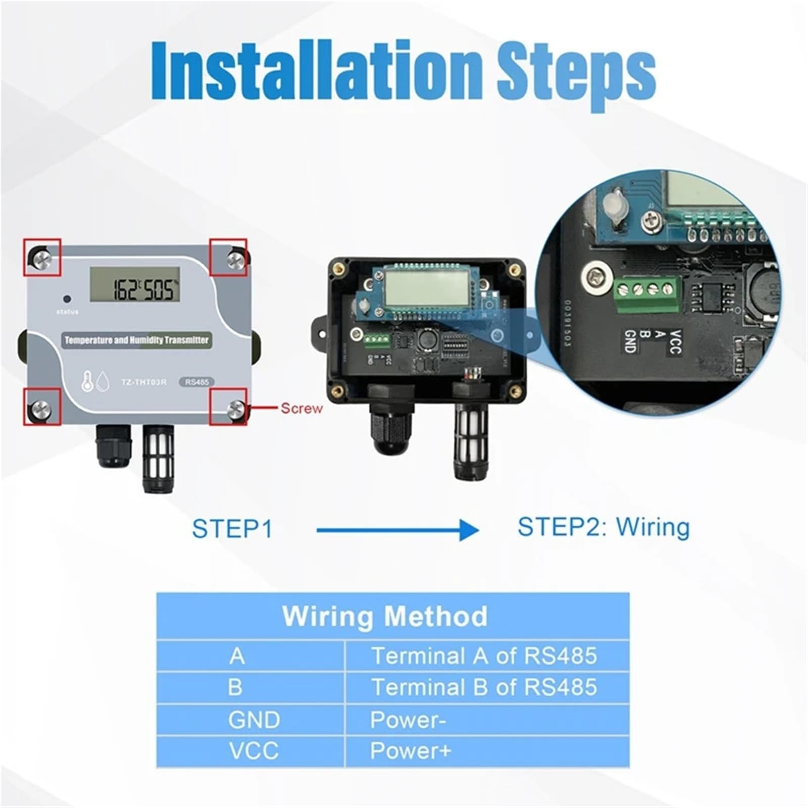 Sensor de temperatura y humedad RS485, Sensor de temperatura Digital Industrial, transmisor de temperatura y humedad montado en la pared