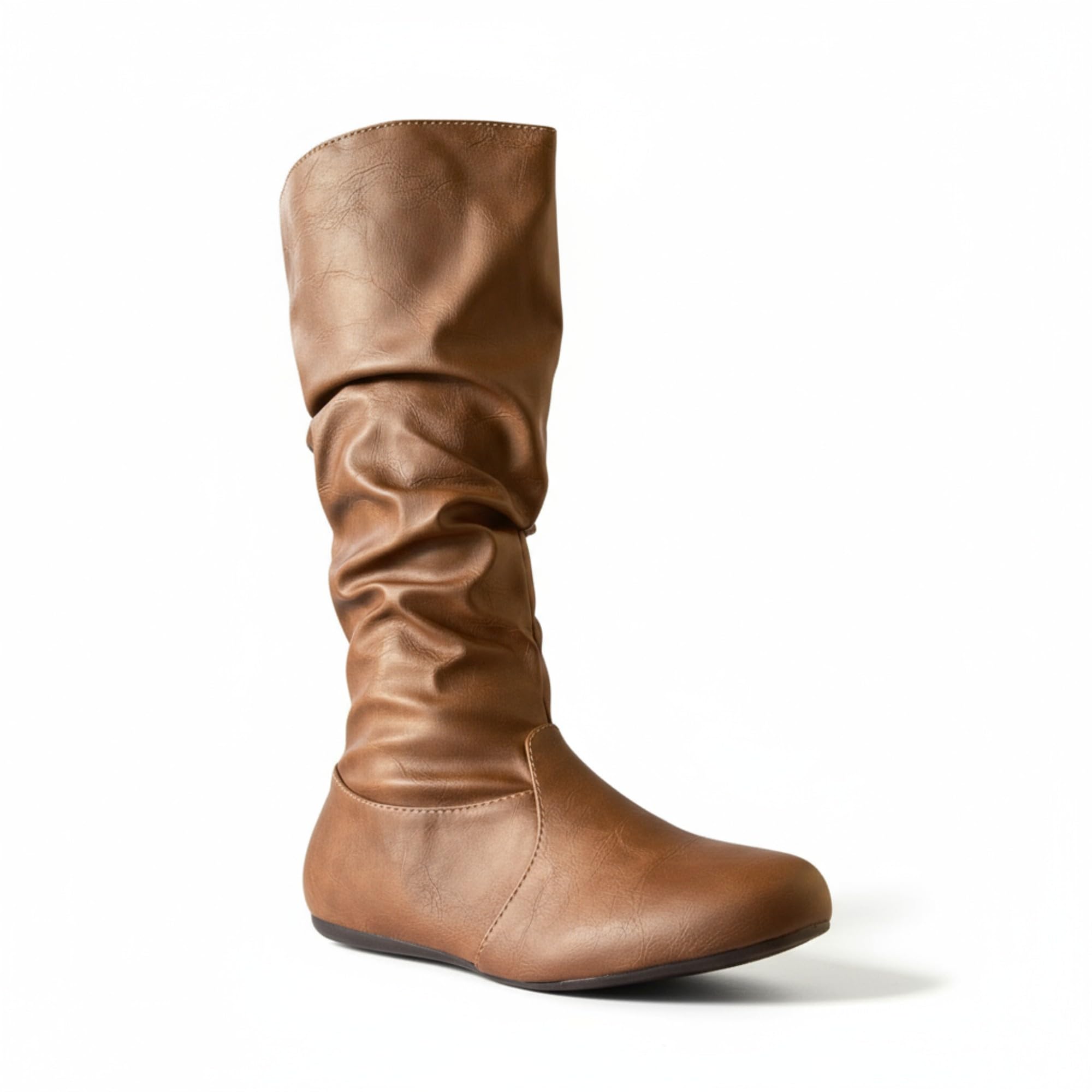 Womens Soft Slouchy Mid-Calf Flat to Low Heel Pull On Fall Weather Winter Boots