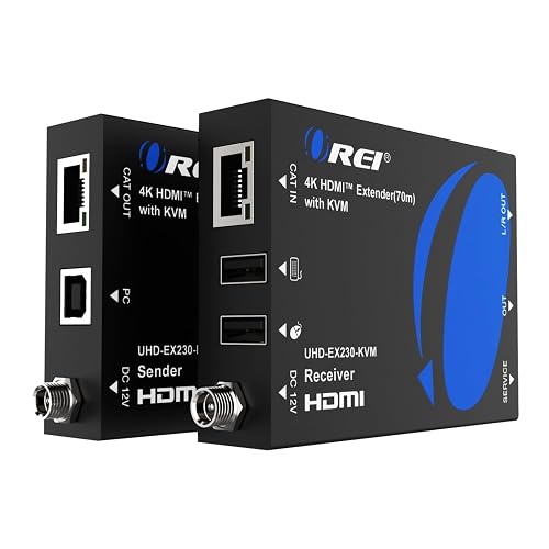 OREI KVM 4K HDMI Over Ethernet Extender Balun Over CAT6/7 Cable
