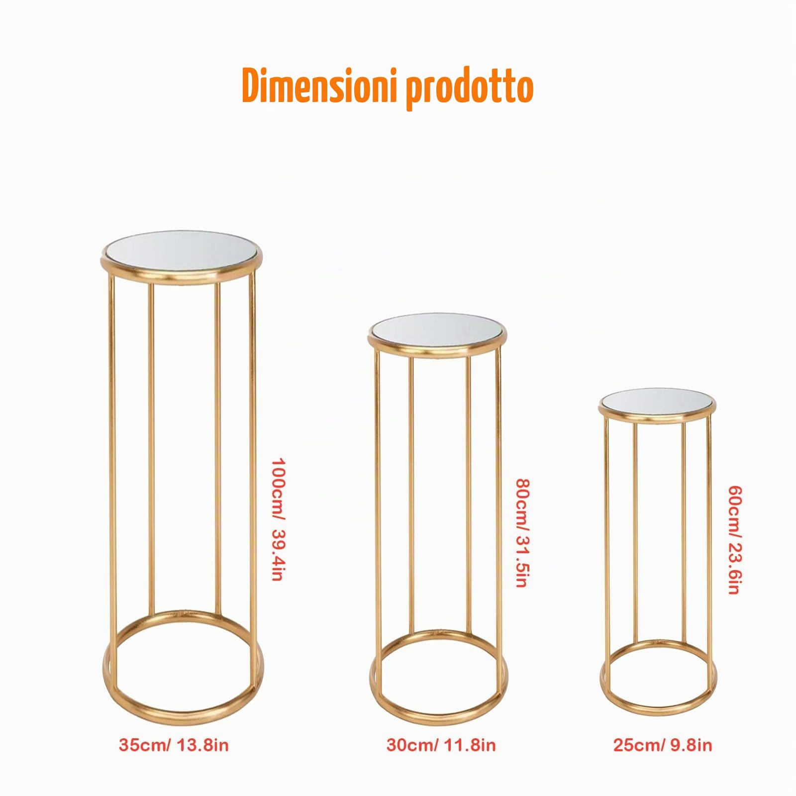 3 piedistalli cilindrici in metallo per feste, cilindri per feste, decorazioni per feste, tavoli rotondi per torta per matrimoni, decorazioni per eventi con piante floreali, sfondo di