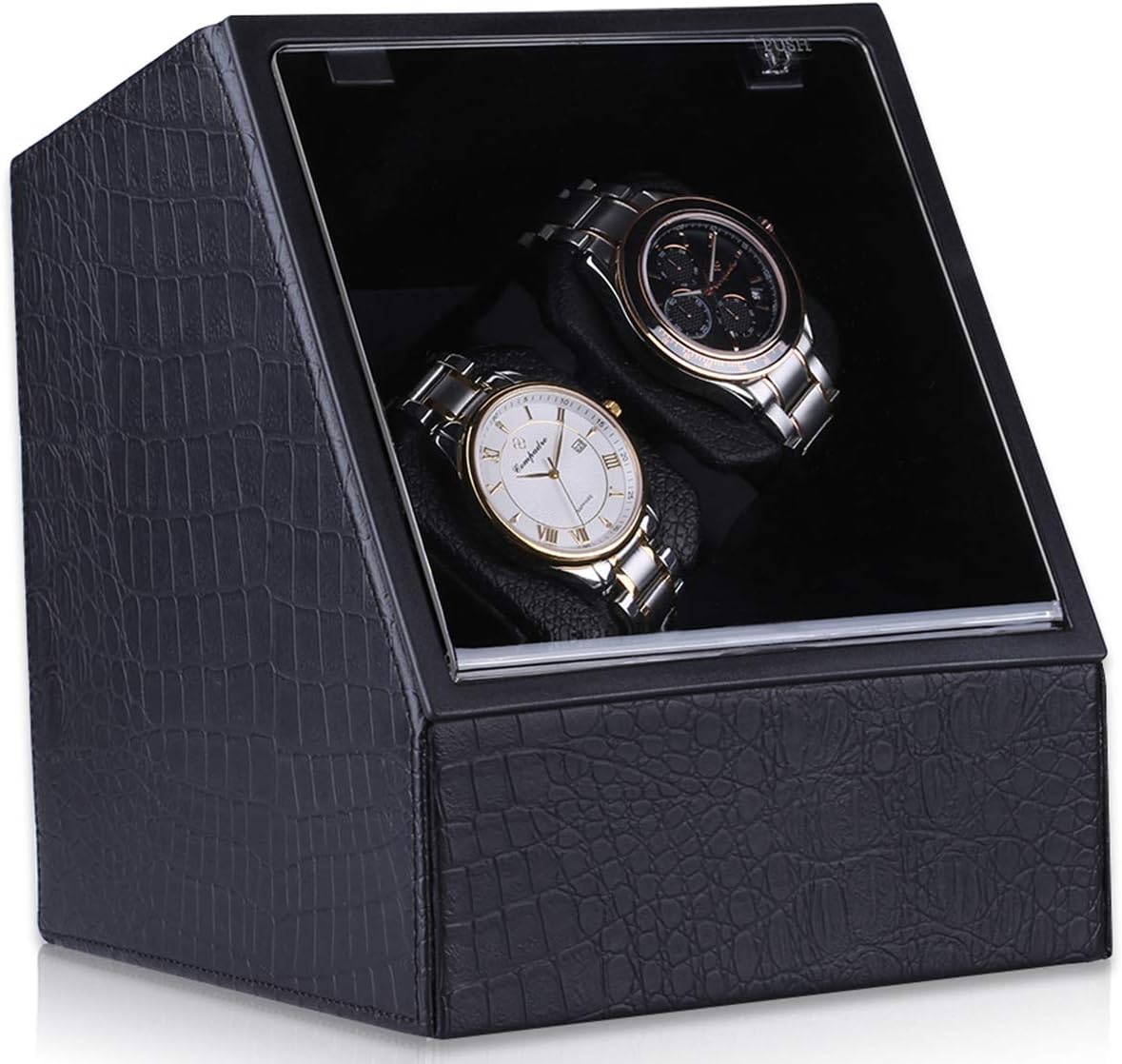 CRITIRON Automatic Double Watch Winder with Lock 2+0 Storage Box
