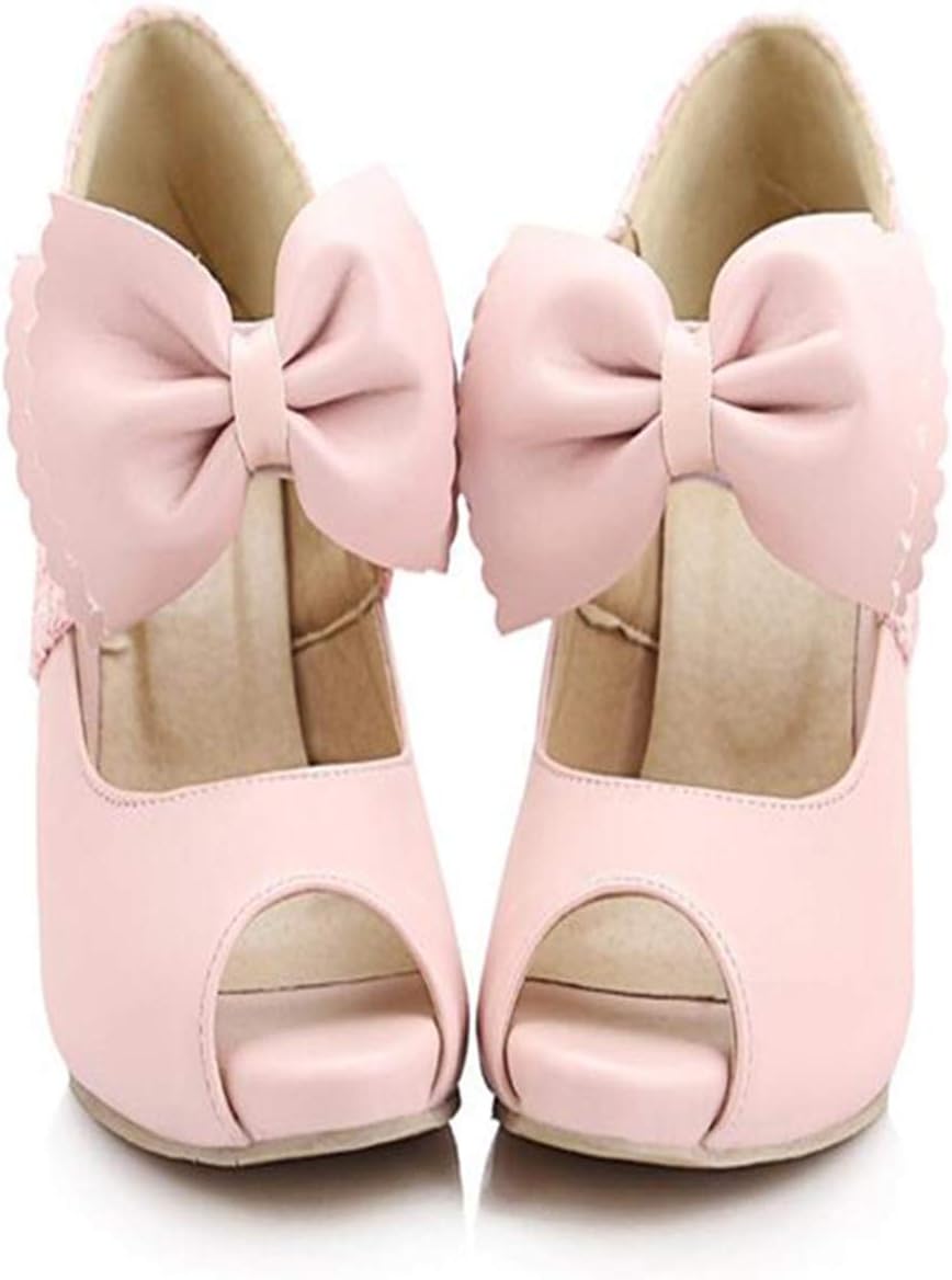 AAKOPE& New Pattern Lace Hollow Out Fish Mouth Bow High Heeled Sandals Women Plus Size