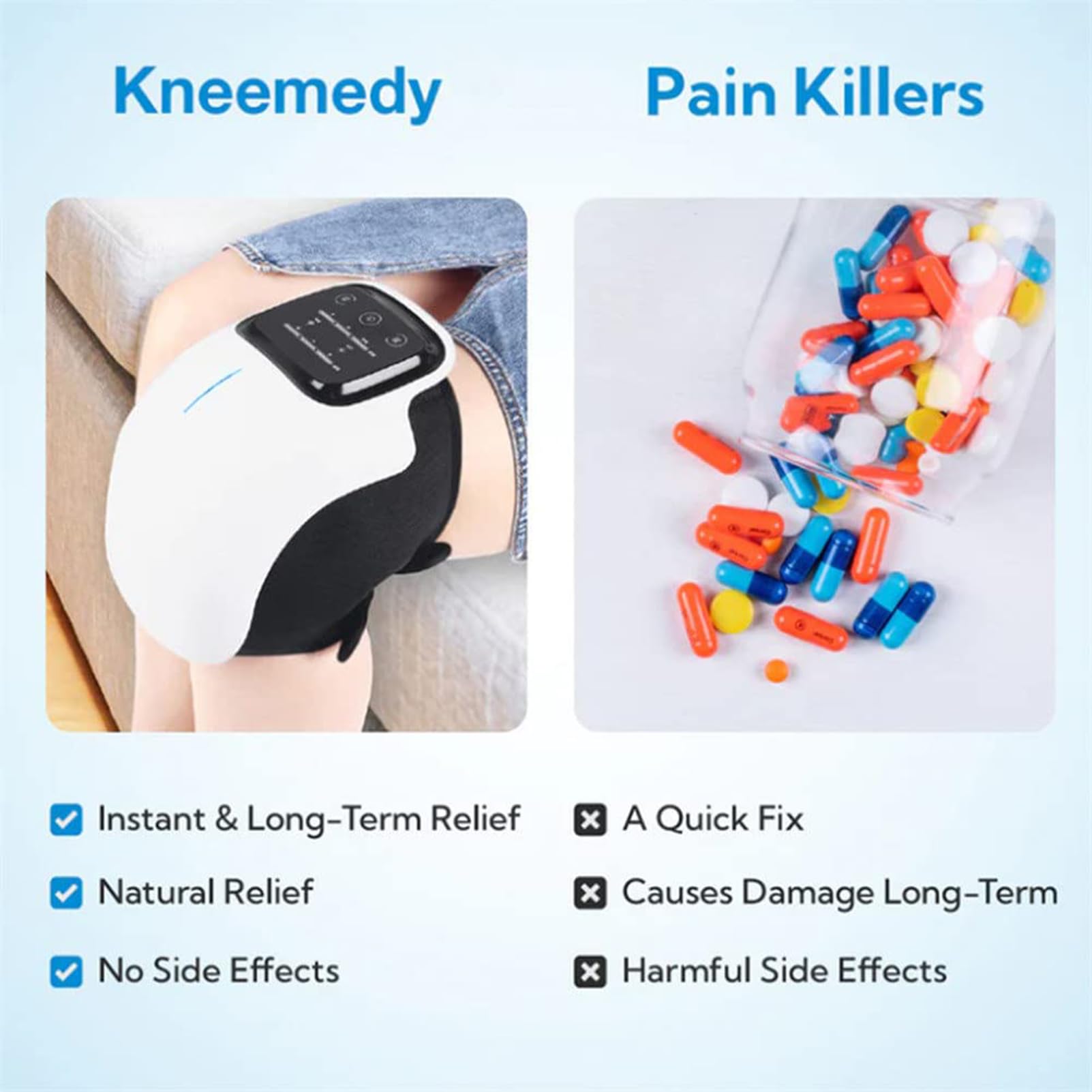 Masajeador de Rodilla, Masajeador de Rodilla inalámbrico, Masajeador para el Cuidado de la Rodilla con Pantalla LED Calor infrarrojo y vibración Alivio del Dolor de Rodilla