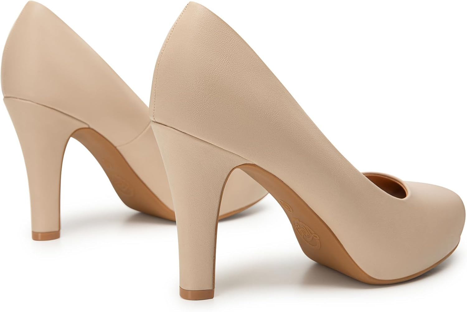 Trary High Heels, Black Heels White Heels Brown Heels Nude Heels Platform Heels, 3.2IN High Heel Closed Round Toe Pumps Dress Office Wedding Shoes for Women - Image 4