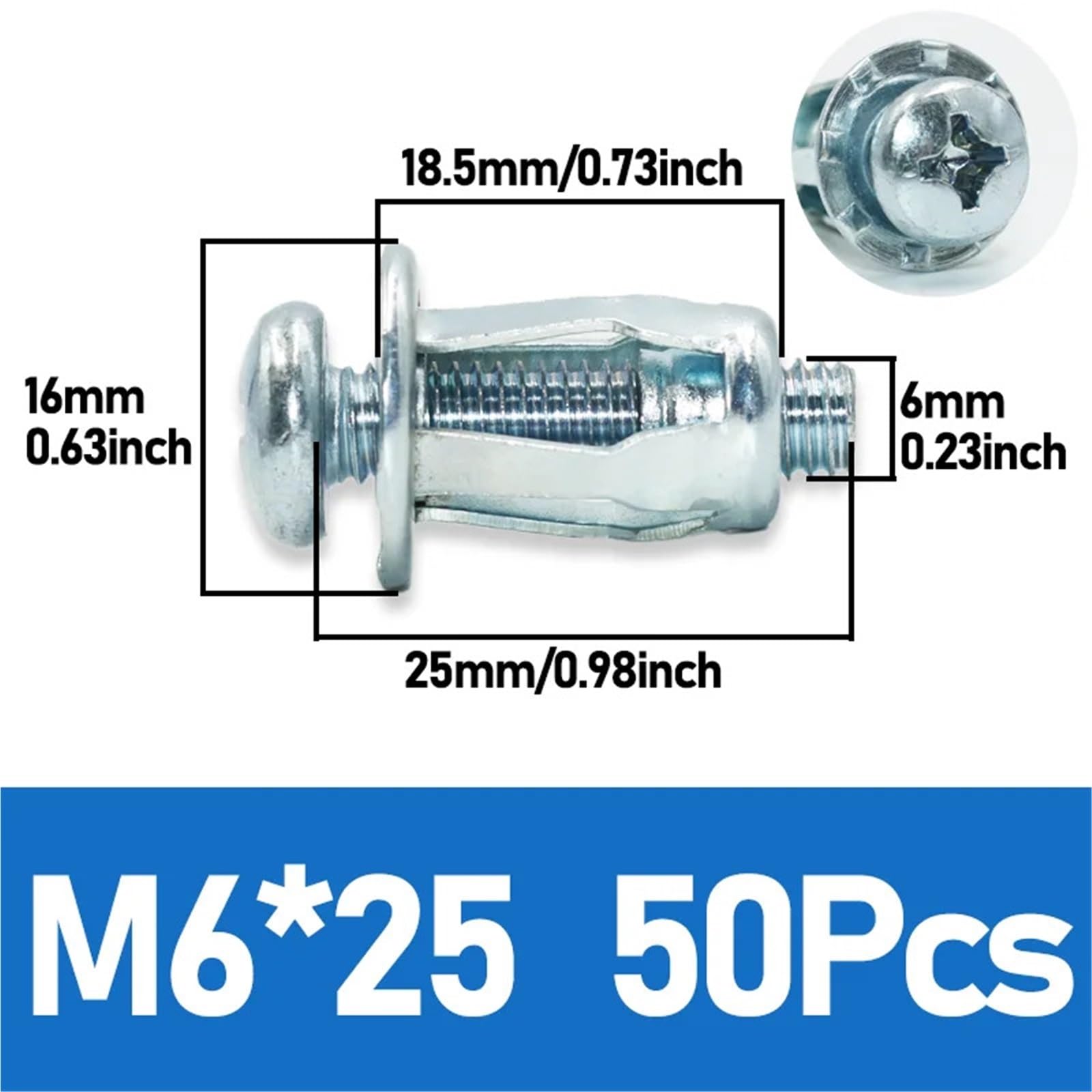 Dübel 10mm M4 M5 M6 M8 Blütenblattform Nietmutter Expansion Metall Rivetnut Panel Auto Nummernschild Klemme Verriegelungsbolzen(M6x25(50Pcs))