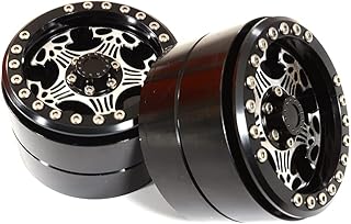 C31421BLACK 2.2 Size Billet Machined Alloy 5 Spoke Wheels (2) 150g Each for 1/10 Crawler