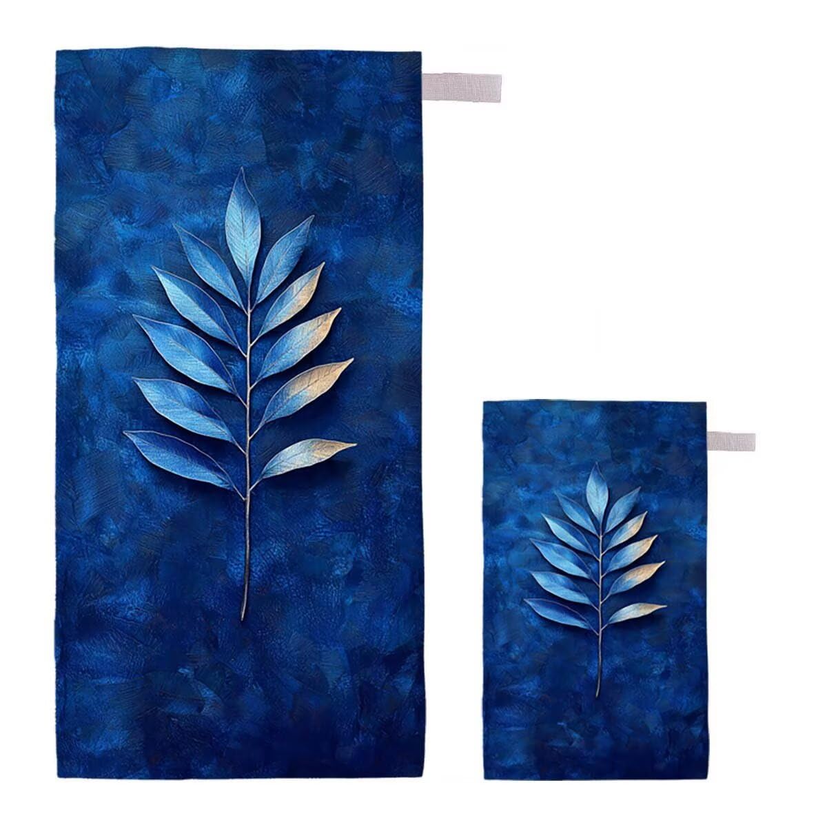 Toalla de Playa Grande 220x100cm/35x70cm, Juego de 2 Toalla Microfibra XXL de Antiarena, Toallas Playa Suave Ligera, Absorbente Secado Rápido, Beach Towel Viaje Yoga, Regalo Mujer Hombre (Hojas) C-94