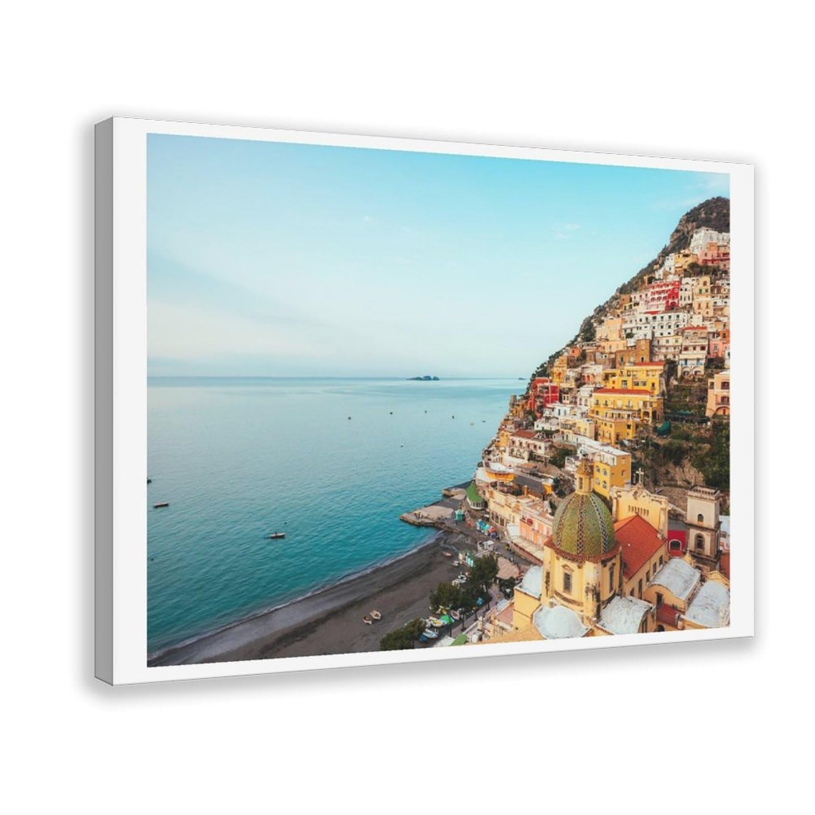 HEYANM Positano Print Amalfi Coast Italian Beach Wall Art Canvas Poster Wall Art Paintings for Living Room Bedroom Decoration Frame 16x24inch