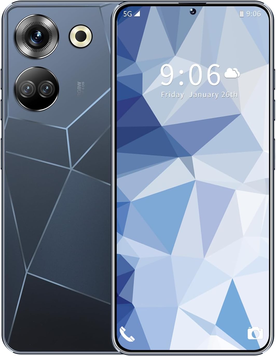 C20 Pro Unlocked Phone 8GB+256GB Android Phone 50MP+24MP Camera 6000mAh Large Battery Unique Appearance Design Fingerprint Face Unlock Dual SIM Capability Android 13 Phone (Black)