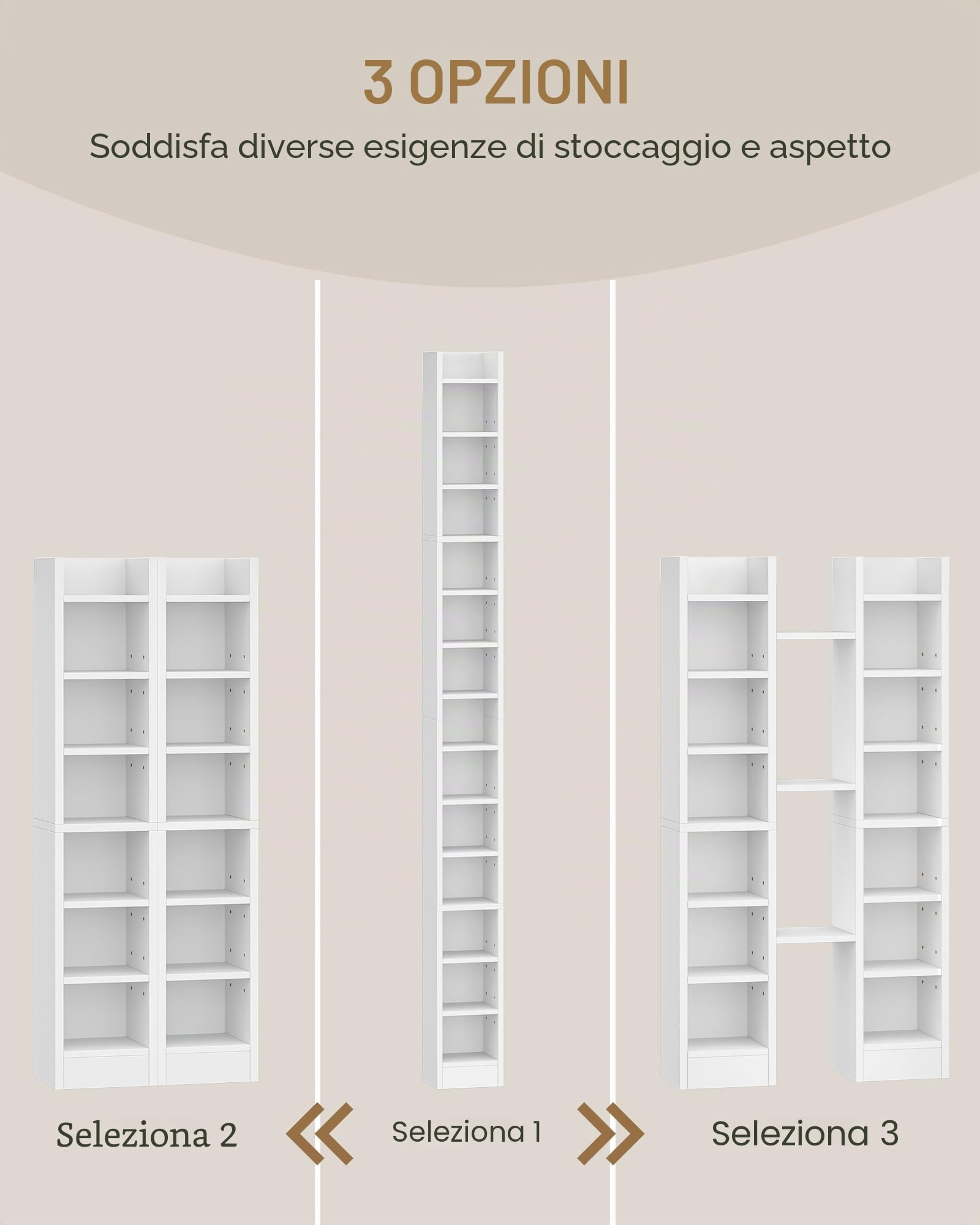 Hzuaneri Porta CD DVD a Colonna, 272 CD, 14 Ripiani Regolabili, Supporto di Archiviazione, 17 x 20 x 213 cm, Mobile Libreria Alto Salvaspazio per Soggiorno, Studio, Bianco CR21403XV1