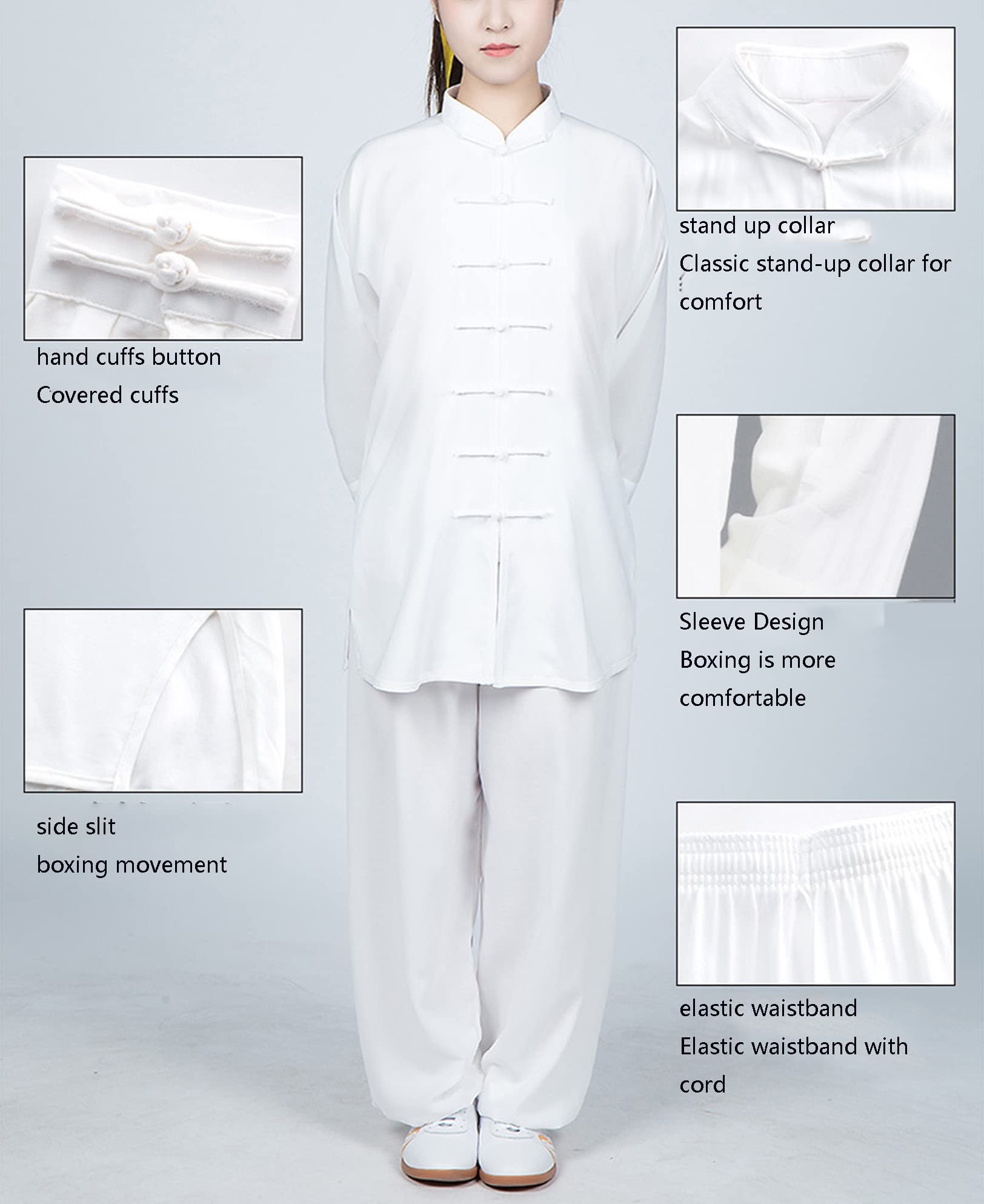 Tai Chi Uniforms Unisex Cinese Wing Chun Kung Fu Uniforme di Seta di Cotone e Lino Arti Marziali Abiti Tai Chi Abbigliamento Tradizionale Tai Chi per Il Tuo Esercizio di Tai Chi
