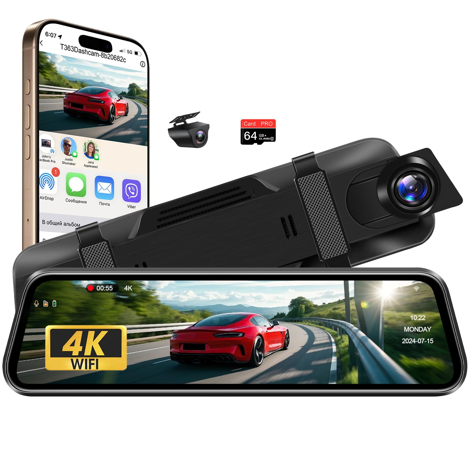 Qualitec 【新品】Qualitec ドライブレコーダー ミラー型 4K画質 