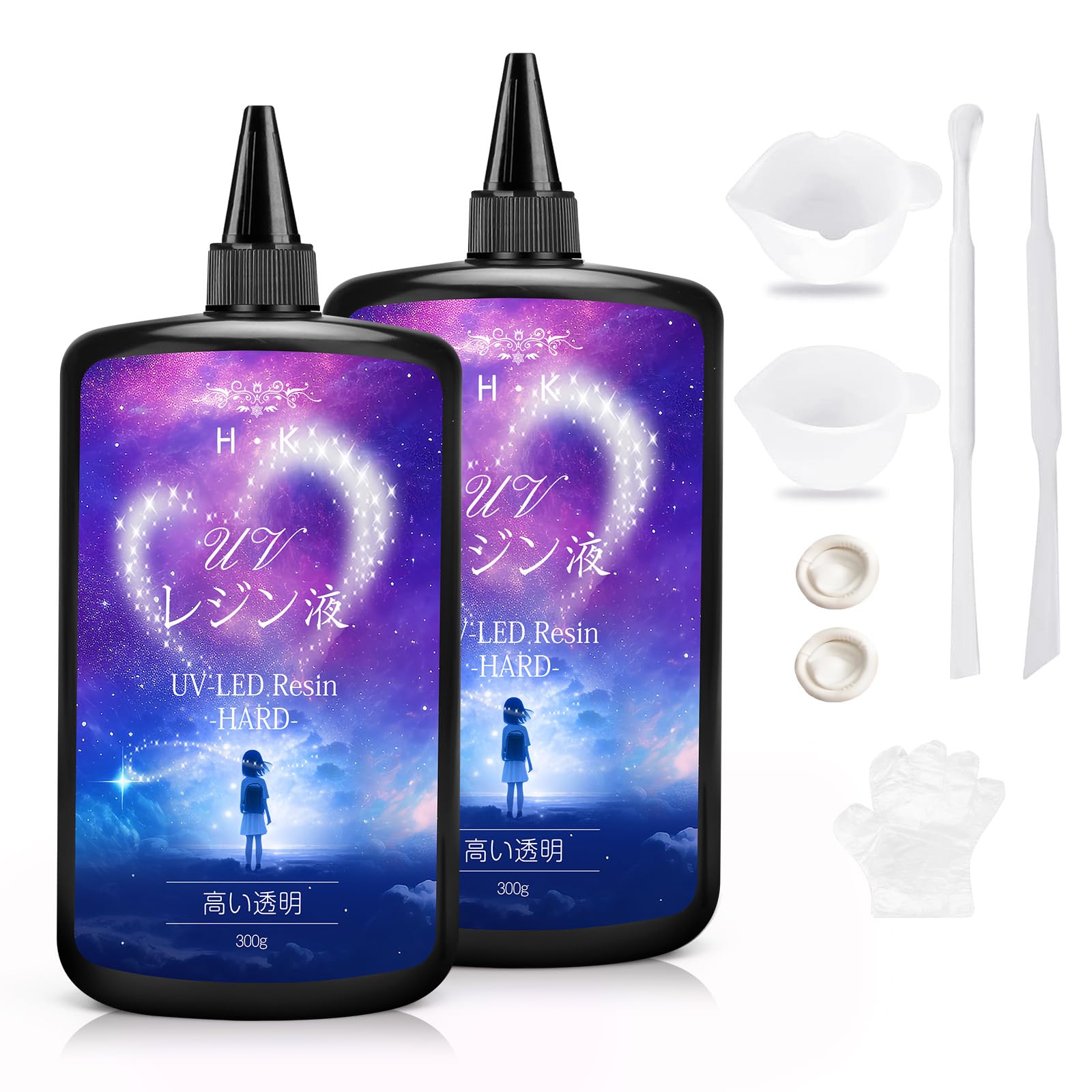 高品質 UVレジン LEDレジン 500g×2本 透明 ハード クラフトレジン液 