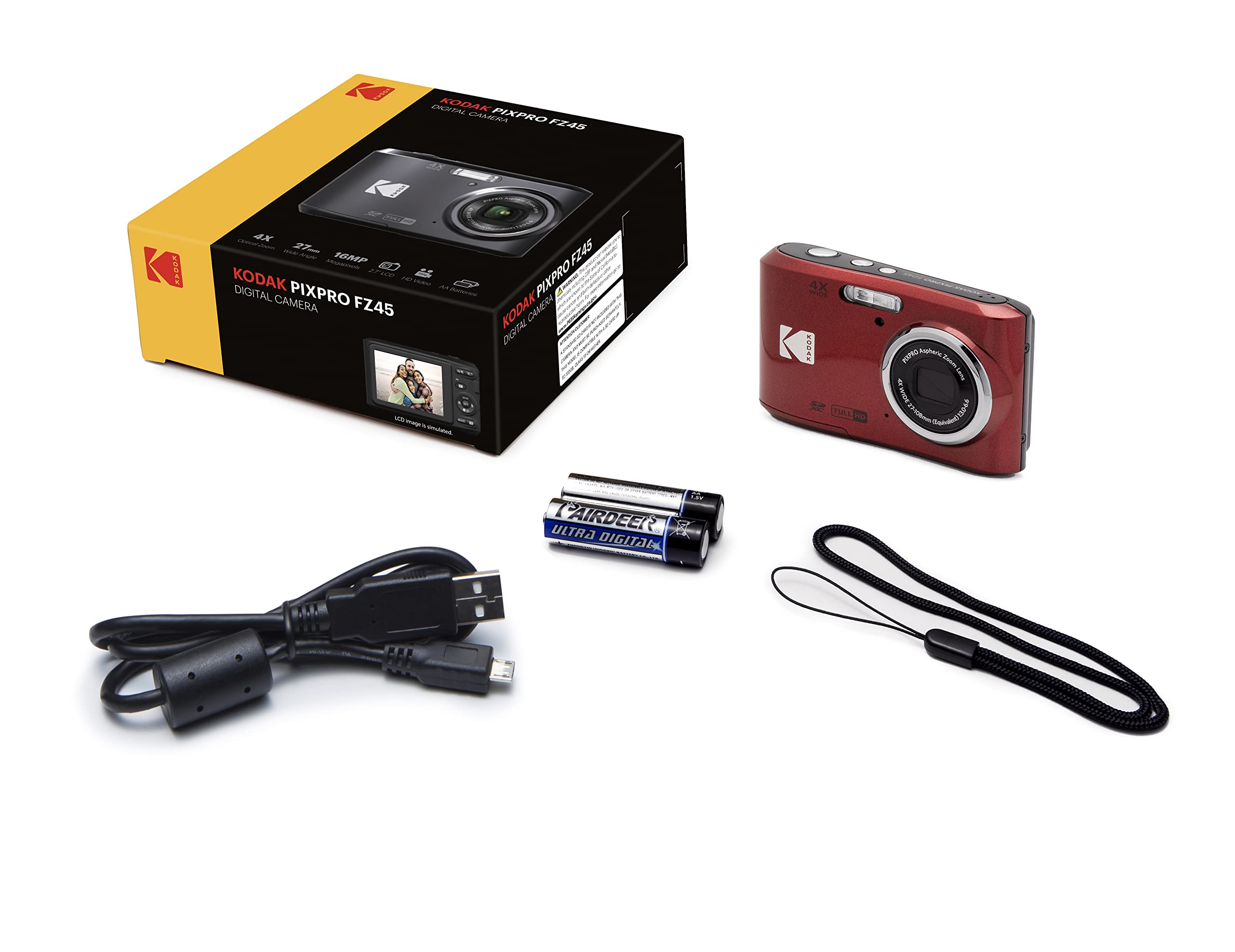 1年保証】Kodak PIXPRO FZ45 コダック 乾電池式 F3.0明るいレンズ 