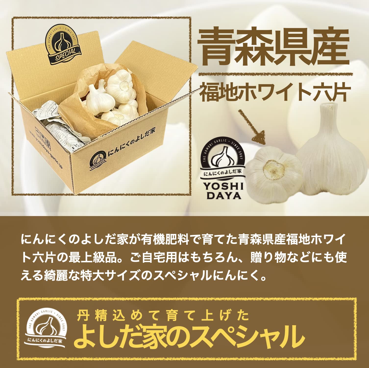 青森県産 にんにく 福地ホワイト六片 B2L 10kg・2Lバラ 10kg 青森県産 