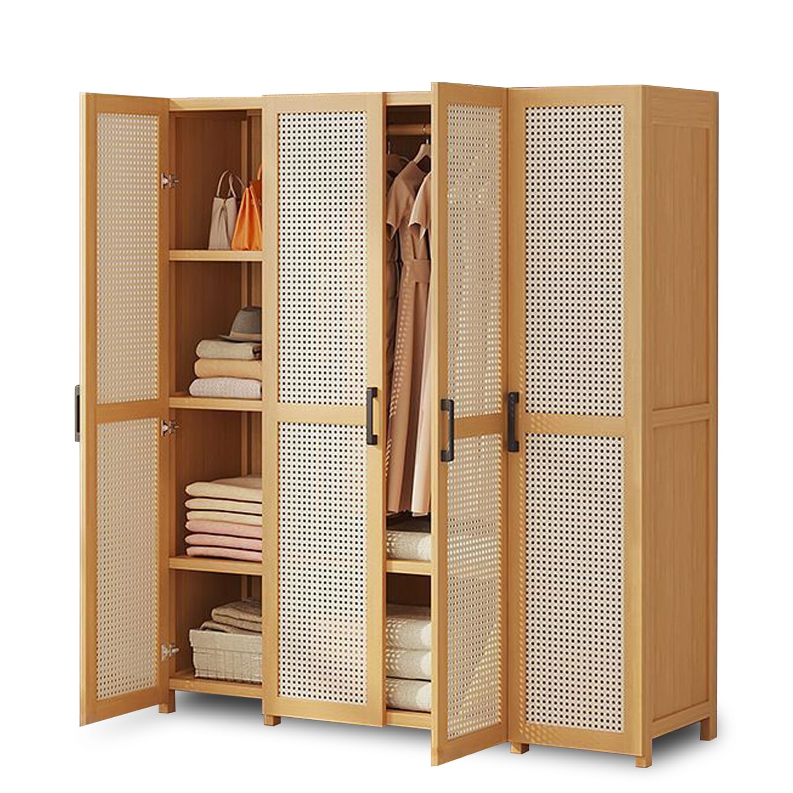 在庫セール】PASRLD ハンガーラック 天然竹製 ワードローブ  