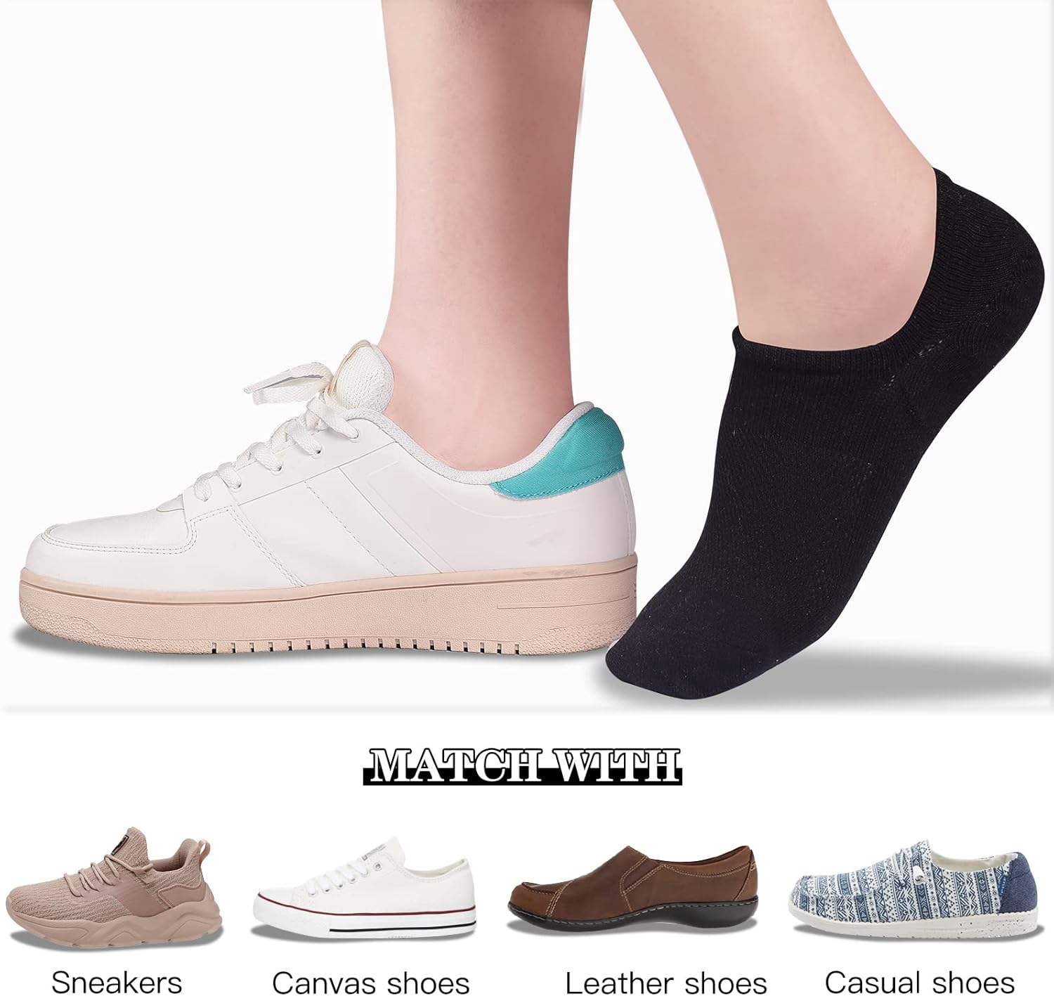 Womens No Show Cotton Socks Low Cut Non-Slip Casual Flat Boat Liners (6/9 Pairs) - Bild 25 von 48