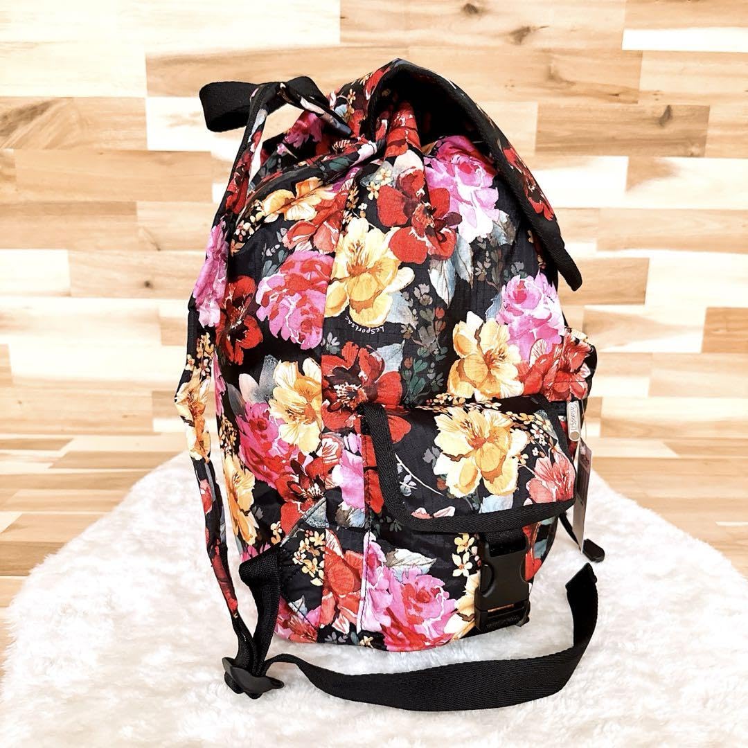 美品 レスポートサック エッセンシャル 花柄 リュック ピンク ベージュ 