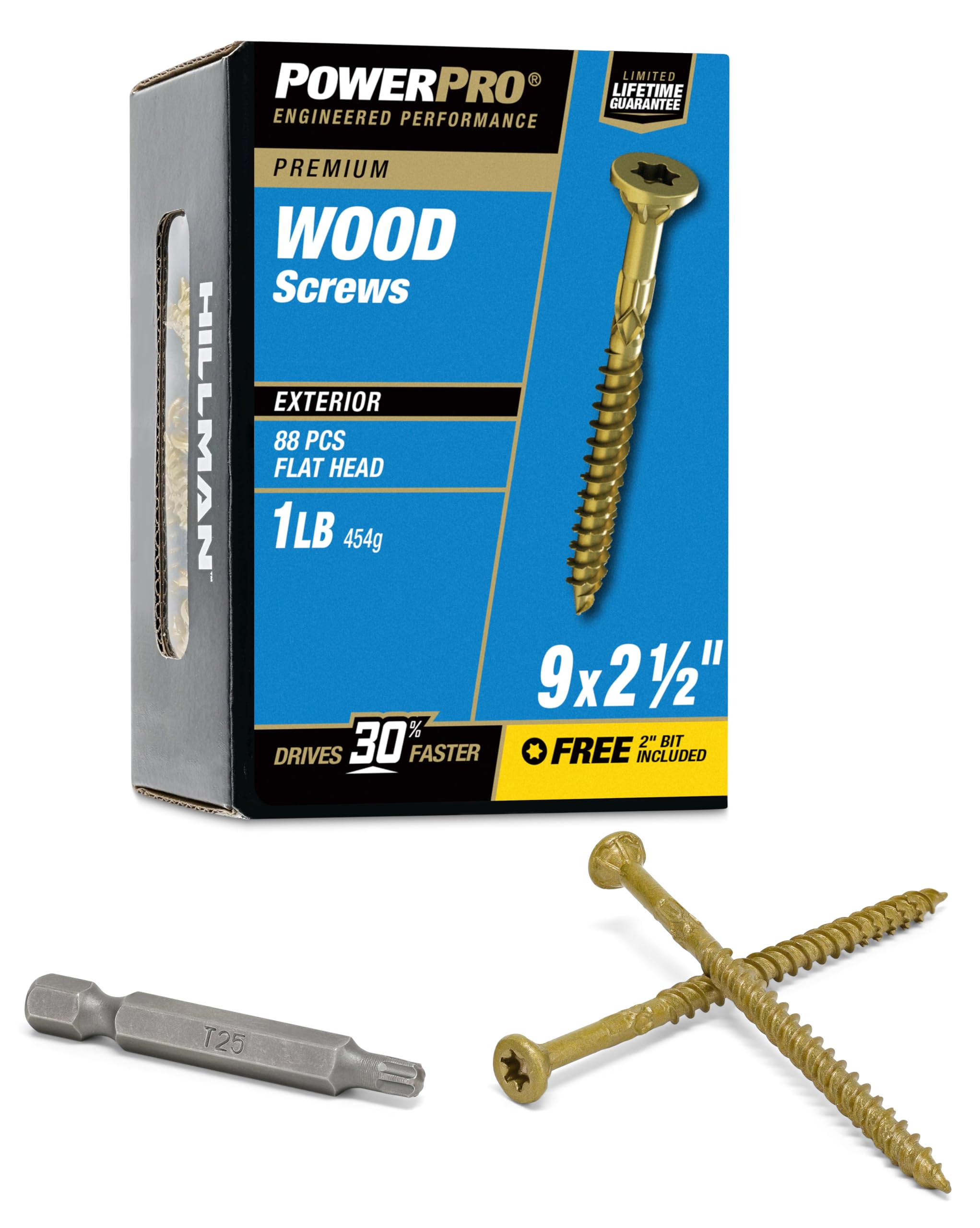 power pro premium exterior wood screws 9 x 2-1234inch all-purpose deck screws for outdoor projects t-25 star bit included bronze 100 pieces  48599