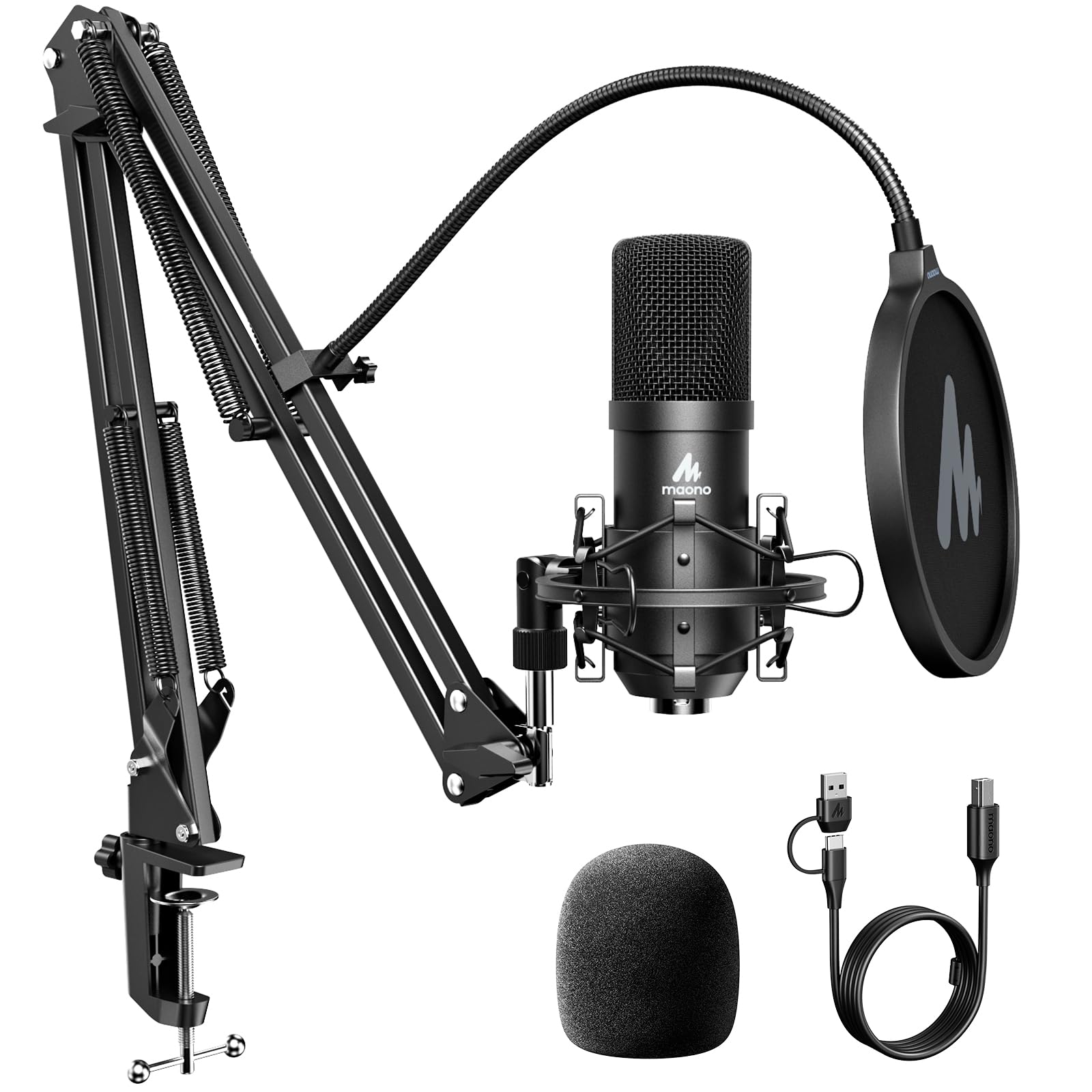 MAONO AU-A04 Micrófono USB Condensador 192 kHz/24 bit con Brazo