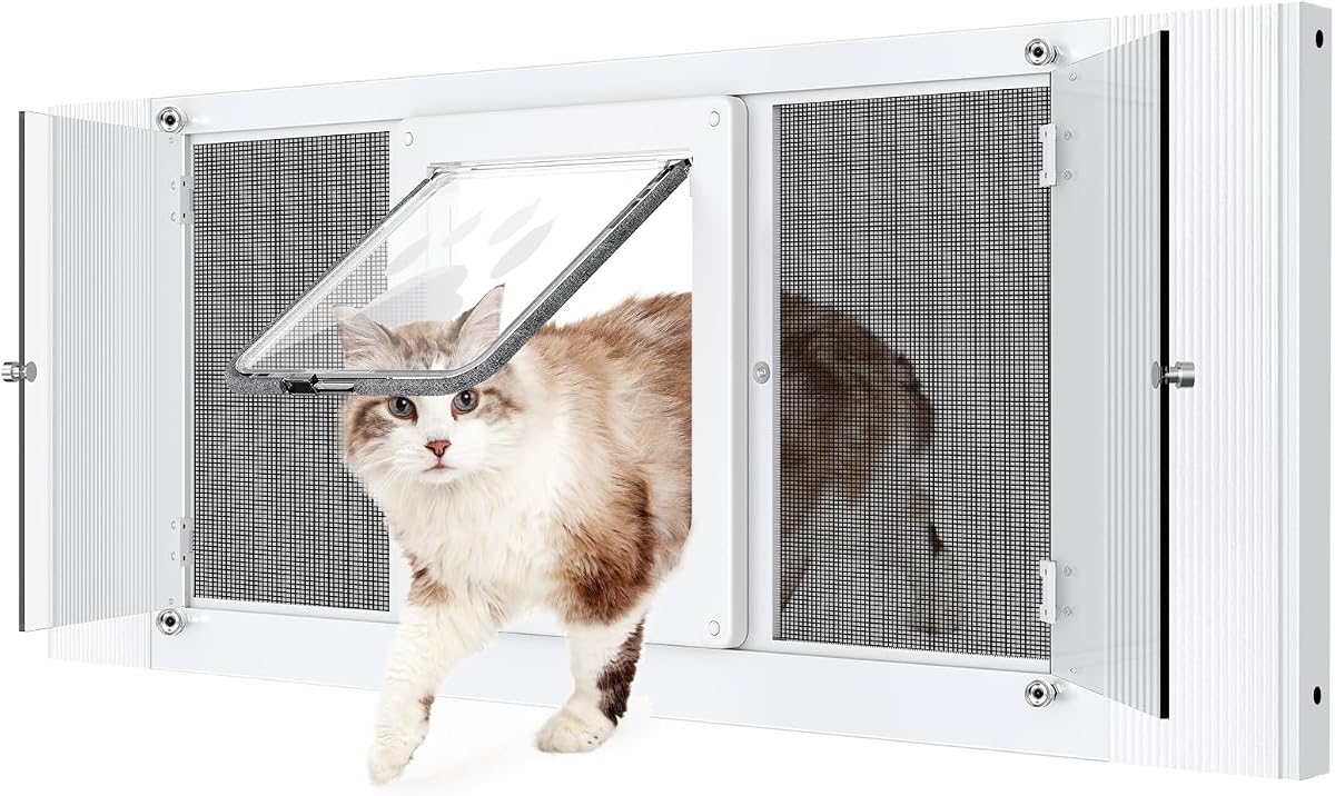 2-in-1 Cat Door for Window with Acrylic Panel