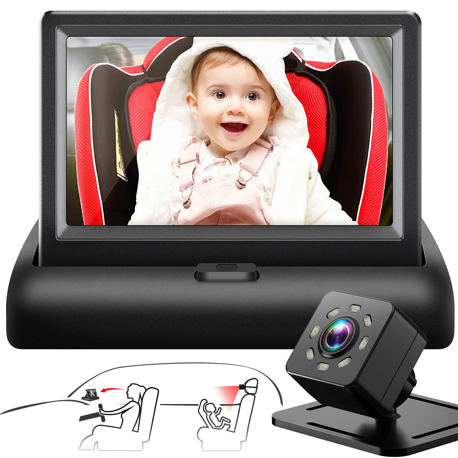 baby car mirror with 433939 hd night vision function display safety car seat camera with wide crystal clear view easily observe the babys movenot usb