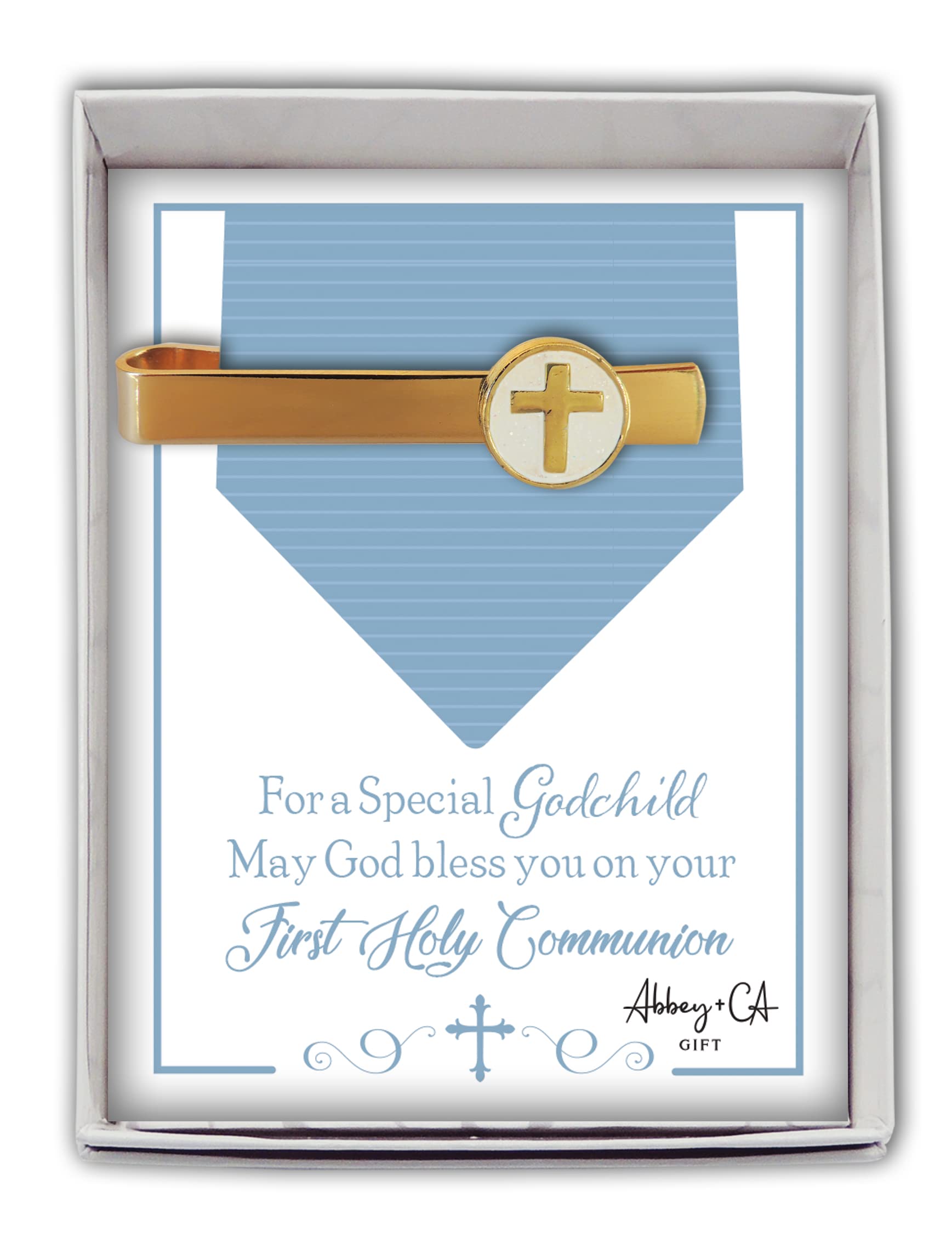 abbey amp ca gift godchild first communion gold tie bar wcross