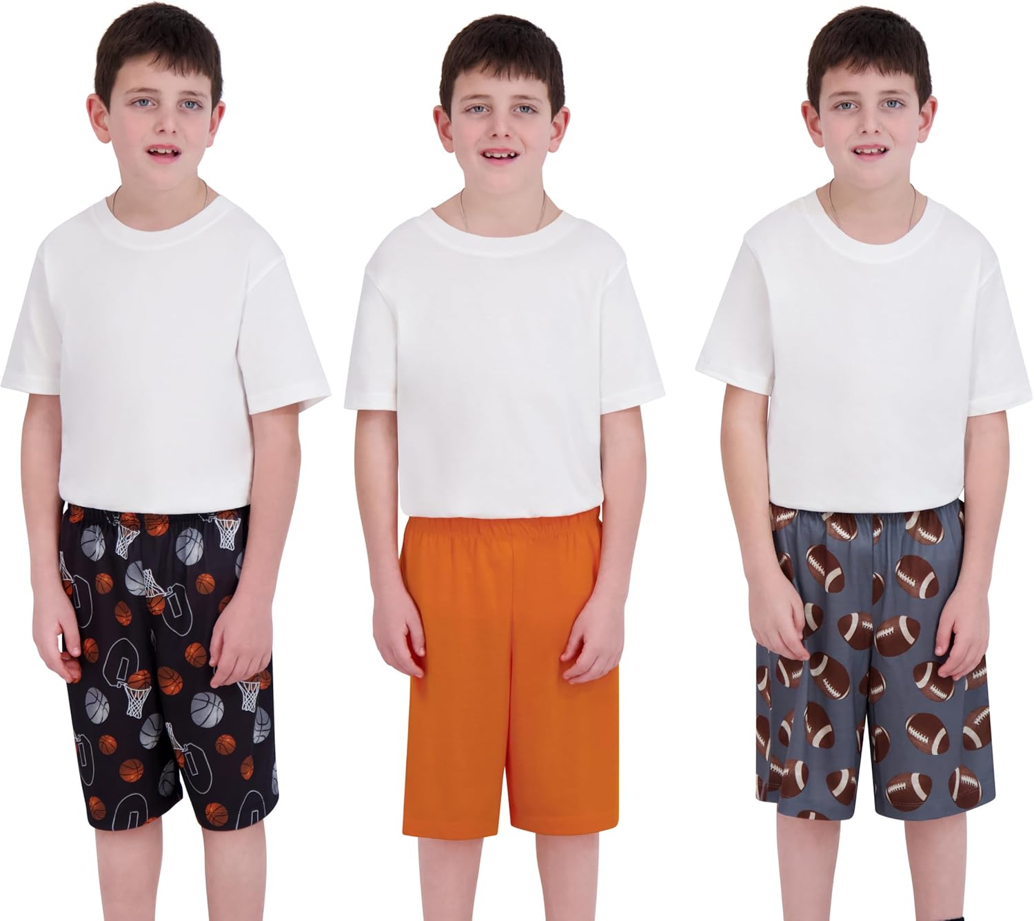 US Angels Boys Sleep Shorts - 3 Pack, Summer Pajama Shorts Set, Soft Boys' PJ Bottoms, Teen & Kids Size 5 6 7 8 10-12 14-16 - Image 2