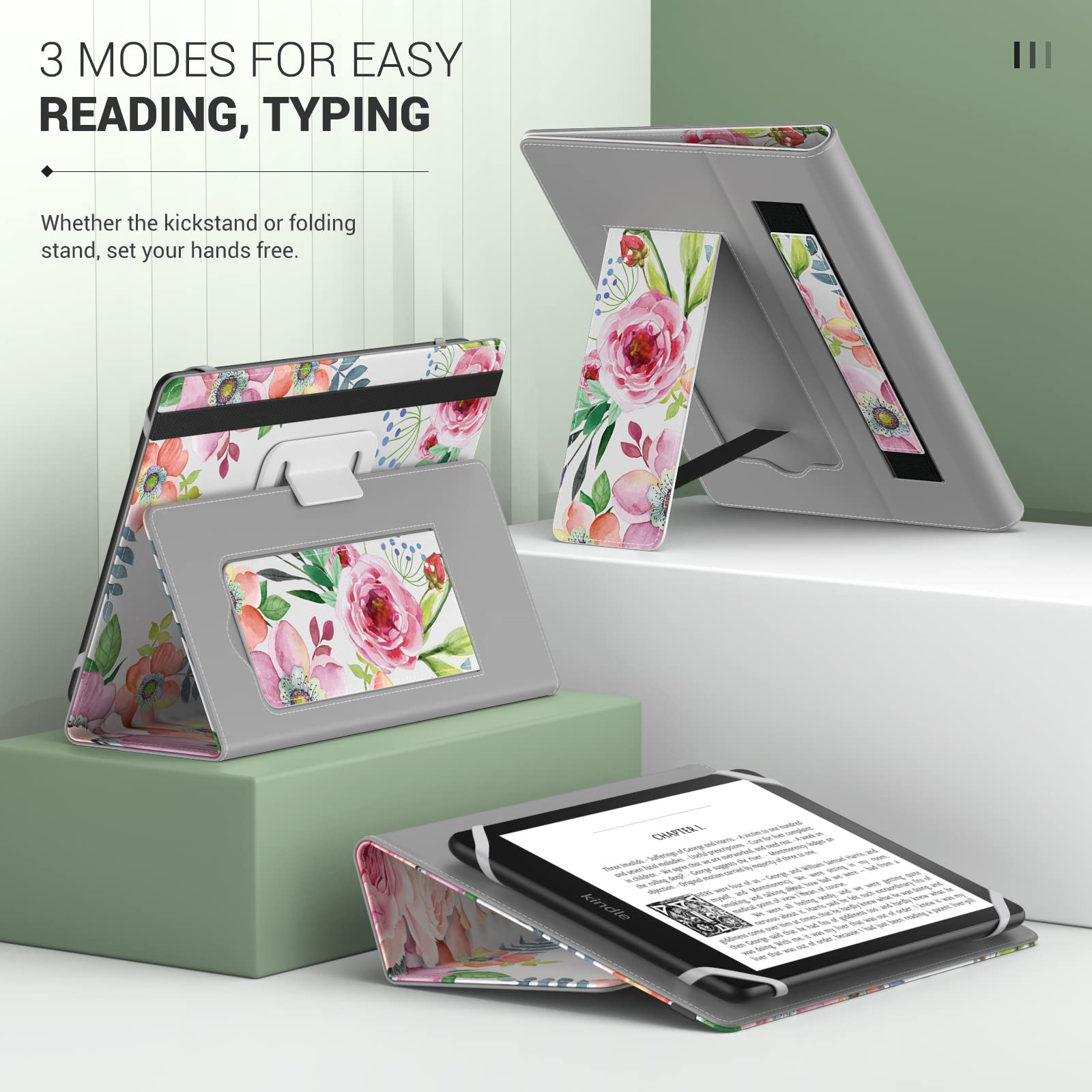 Éui Universel MoKo Pour Kindle 6-7" - Coque Protection Avec Support Et Dragonne, Or Rosé