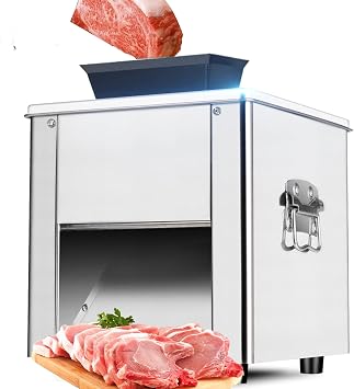 Electric Meat Cutting Machine Commercial Vegetables Slicer Cutter with Stainless Steel Blade 7mm 110V 850W Food Slicer for Meat and Vegetables