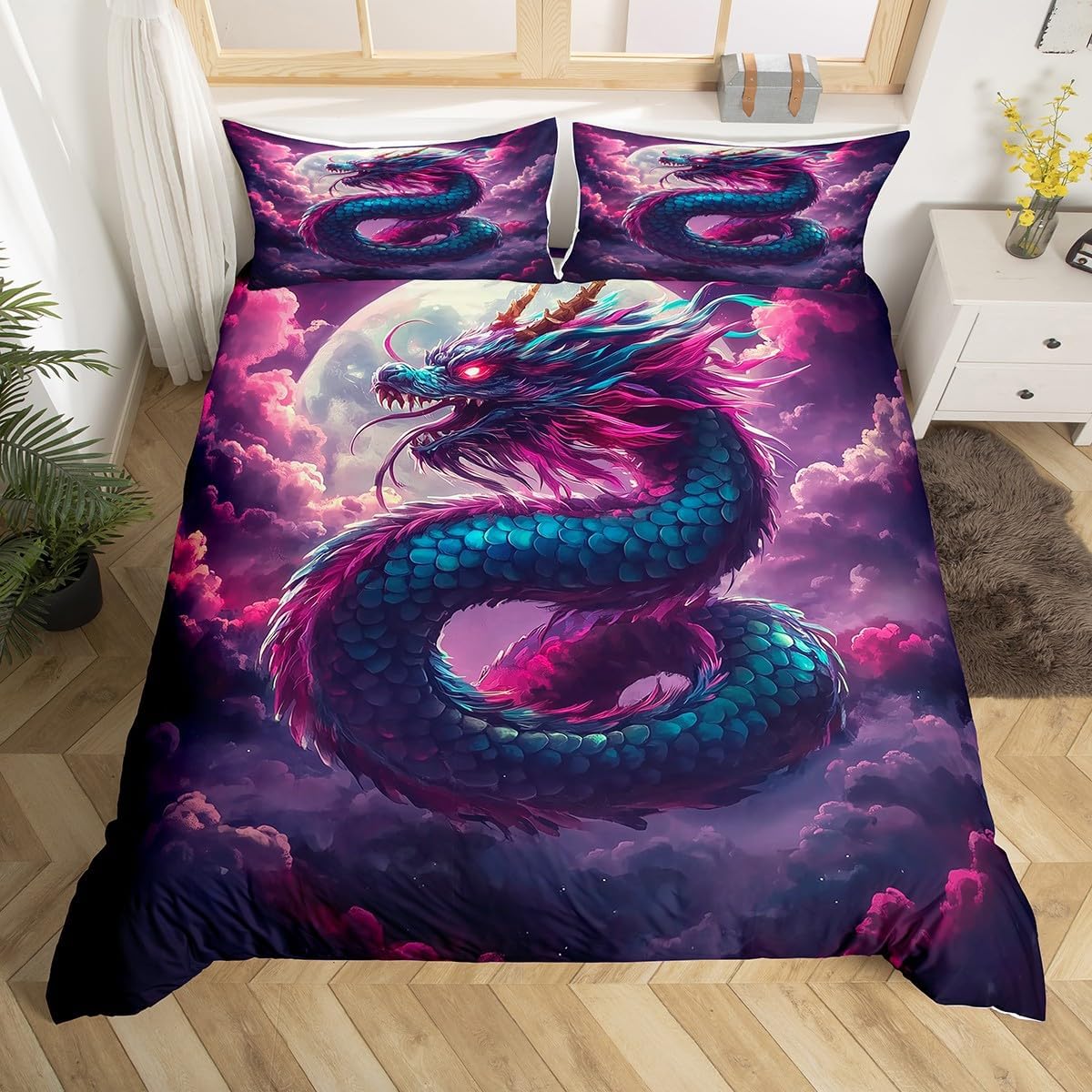 Fall Jungle Duvet Cover Toddler Size for Kids Boys Girls Teens,Kawaii Raccoon Animals 2 Pieces Duvet Cover,Retro Autumn Fallen Leaves Soft Comforter Cover (Not Comforter),Cute Wildlife Quilt Cover