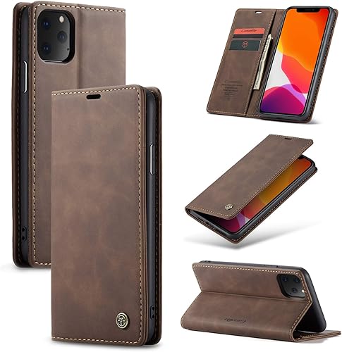Miniatura 7 de SINIANL Funda de piel para iPhone 11 Pro Max - Funda plegable con función atril, ranura para tarjeta de crédito, cierre magnético, funda protectora