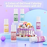Vista 2 de Juego de colorantes de alimentos en gel, 6 colores de gran capacidad, sin sabor, a base de gel, colorante alimentario para decoración de pasteles