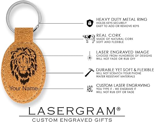 Miniatura 6 de LaserGram Llavero ovalado, tapa de graduación clase de 2023, 2024, 2025, 2026, grabado personalizado incluido (corcho)