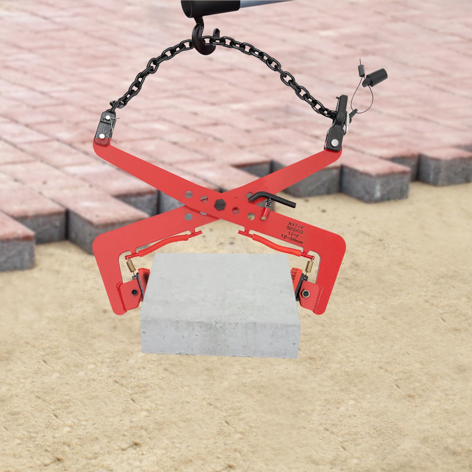 Pallet Puller Clamp, 716.5LBS Capacity, Heavy Duty Steel Single Scissor Clamp,14.2nch Jaw Opening Pallet Grabber, Pallet Grabber Hook Puller Tool Used for Lifting Wood, Boards, Wooden Pallets, Red