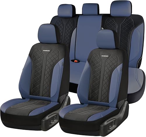 Miniatura 44 de Coverado Fundas de asiento delantero, fundas de asiento beige, 2 asientos, protectores de cuero para automóvil, paquete de 2, fundas de asiento
