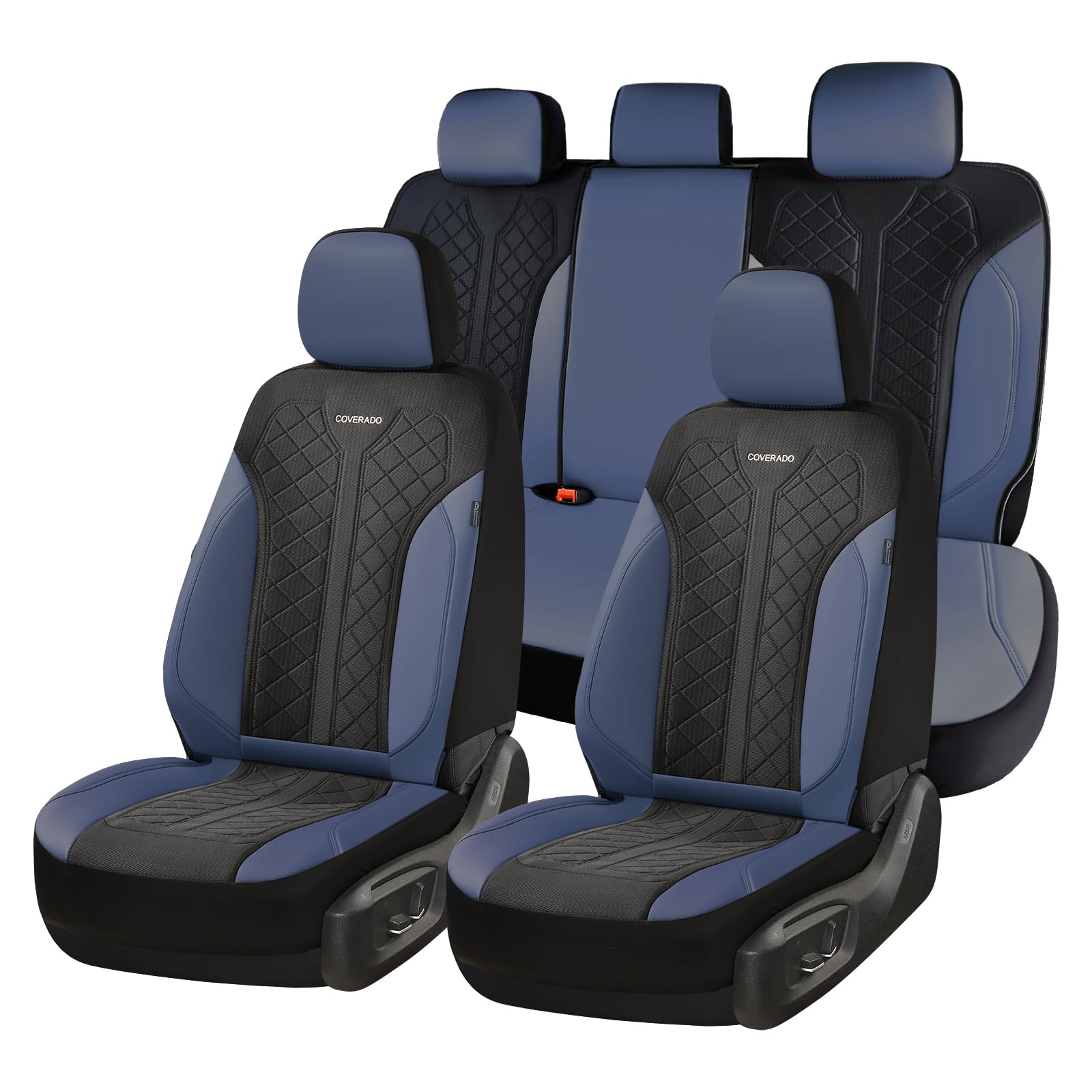 Coverado Car Seat Covers Full Set, Leather Seat Covers, Waterproof Automotive Protectors 5-Seat, Luxury Universal Fit Seat Covers for SUV, Truck, Sedan and Most Vehicles All-Weather