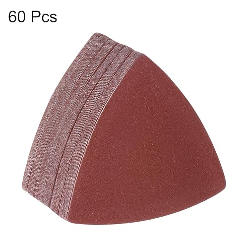 Vista 86 de HARFINGTON 120 piezas de lija triangulares de gancho y bucle, 120 granos, almohadillas de lijado de óxido de aluminio de 3-1/8 pulgadas, papel
