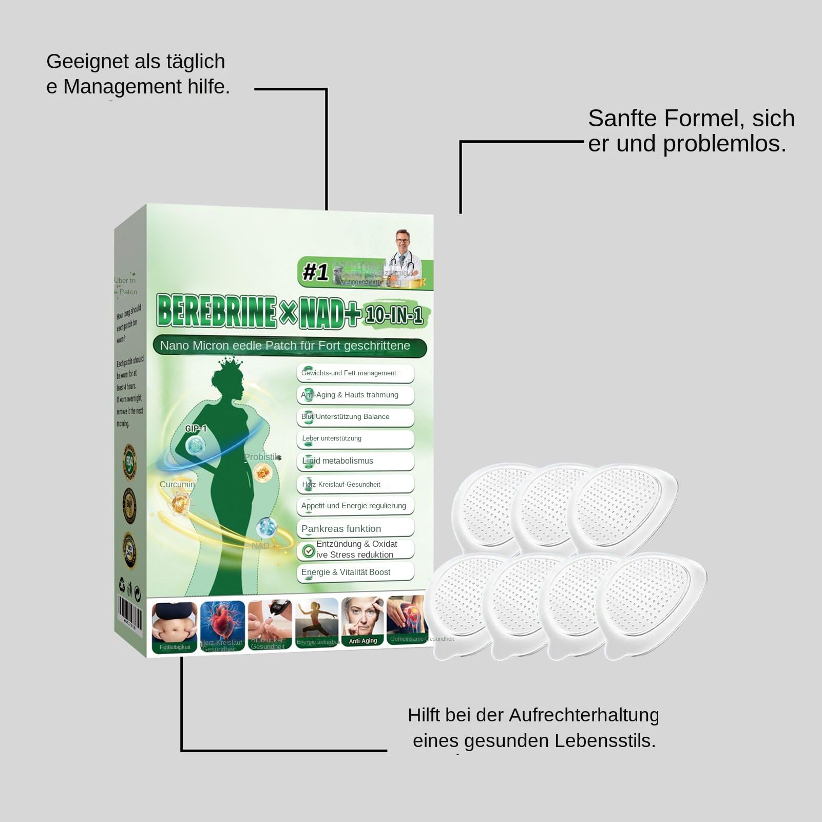 Moringa X berberyna, plastry Moringa i berberyna, Luxarise Moringas 10 w 1 Advanced Nano Microneedle Patch delikatne plastry odchudzające, do pielęgnacji ciała (6 pudełek)