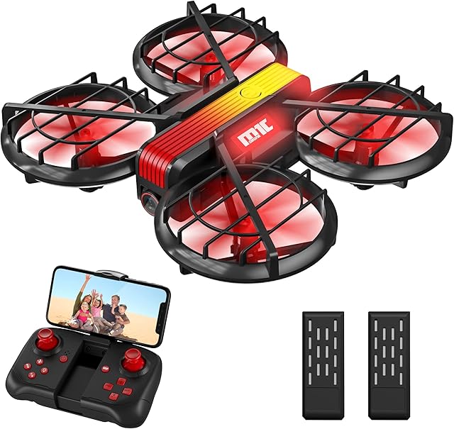 Mini Drone with HD Camera for Kids Adults,FPV Drone Gifts Toys for Kids Boys Girls,RC Quadcopter with Headless Mode, Auto Hover, 2 Batteries, Easy to Fly and Propeller Full Protect for Beginners