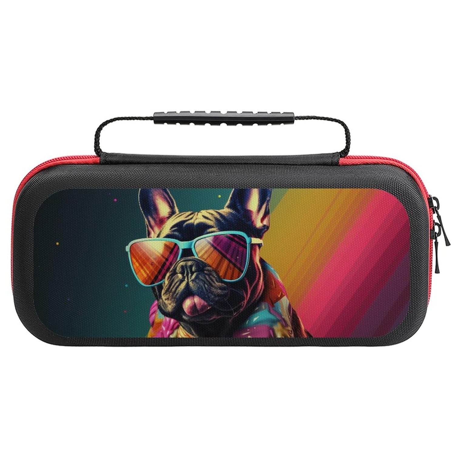 VOSERY Retro Bulldog Sunglasses Case Compatible with Nintendo Switch Case Travel Carry Case Compatible with Switch Lite Oled
