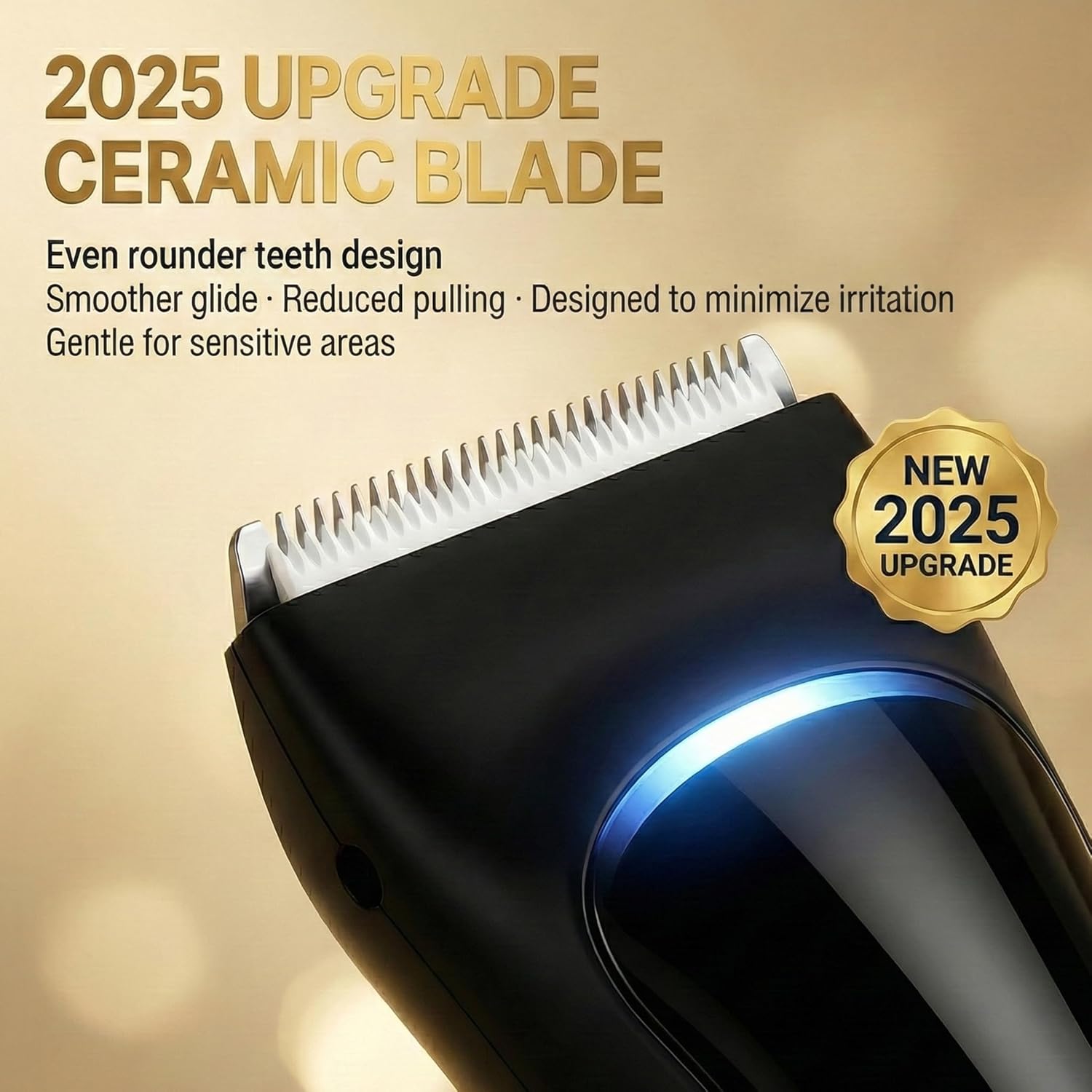 Bekhic® Manscape Groin & Body Hair Trimmer for Men – Waterproof Pubic Hair Shaver & Ball Groomer with LED Light – No-Nick Ceramic Blade, 90-Min Runtime, Cordless Wet/Dry Clipper for Sensitive Skin