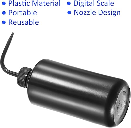 Miniatura 4 de Paquete de 2 botellas exprimibles, botellas de lavado de riego de plantas, punta doblada, para interiorexteriorjardín (16.9 fl oz, negro)