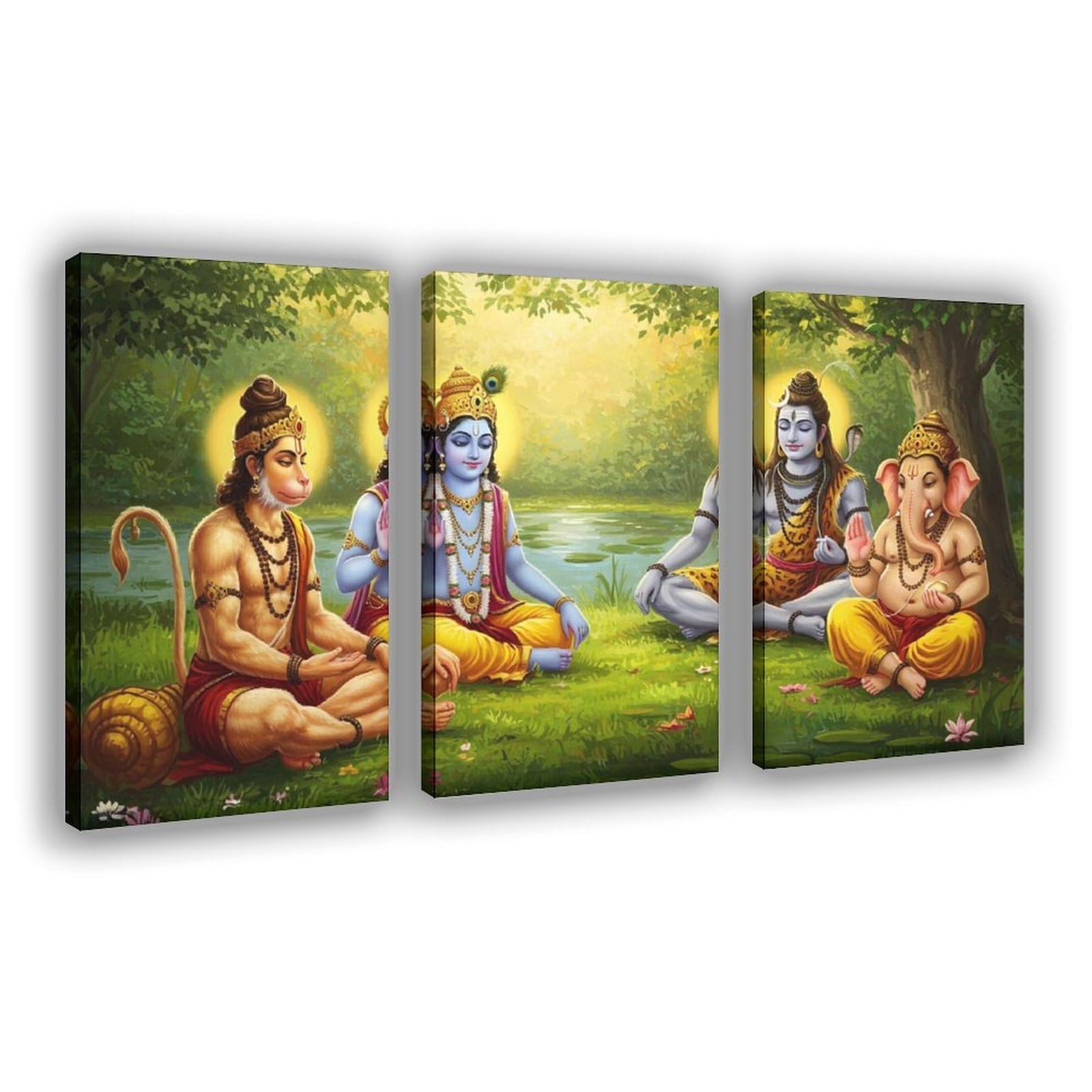 Oquajk Shiva, Krishna, Hanuman, Ganesha. Canvas Poster Wall Art Decor Print Picture Paintings For Living Room Bedroom Decoration 12X18inch(30X45cm)